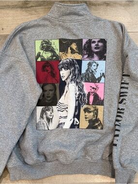 Taylor Swift Gray Multicolor Photo Grid Sweatshirt